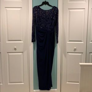 Ralph Lauren gown with sequined mesh sleeves